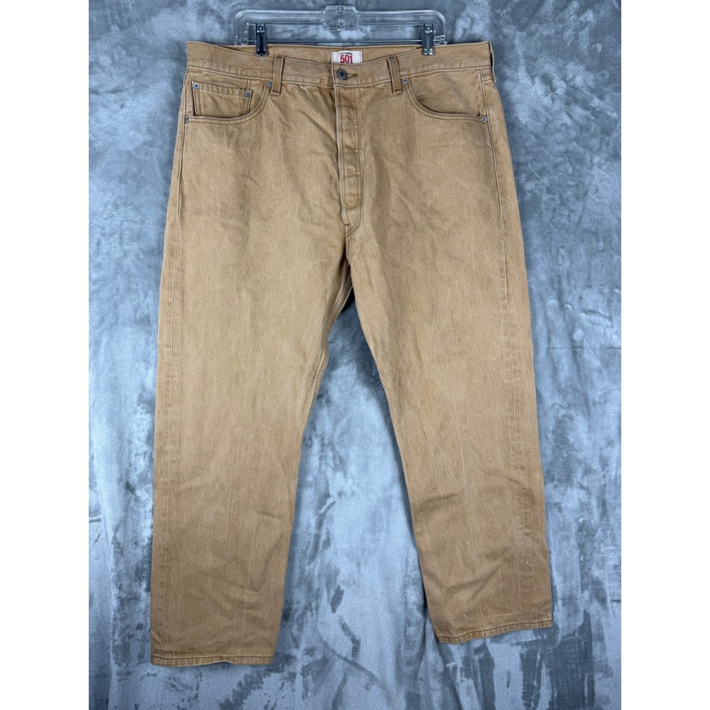 Levi Strauss & Co 501 Tan Straight Fit Denim Jeans Mens W42 L32 Cotton